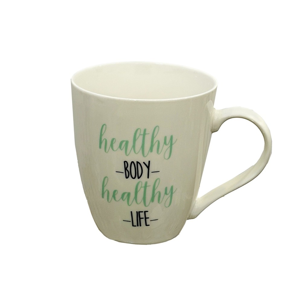 Pfaltzgraff "Healthy Body Healthly Life" Coffee Mug 4.5" Tall Great Motivation